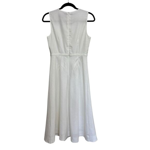 NWT J. Crew A-line Midi Dress in Stretch Linen in White - Size 2 - Picture 2 of 8